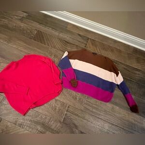 2 sweaters - Vibrant pink Vince Camuto and multi stripe French Connection.